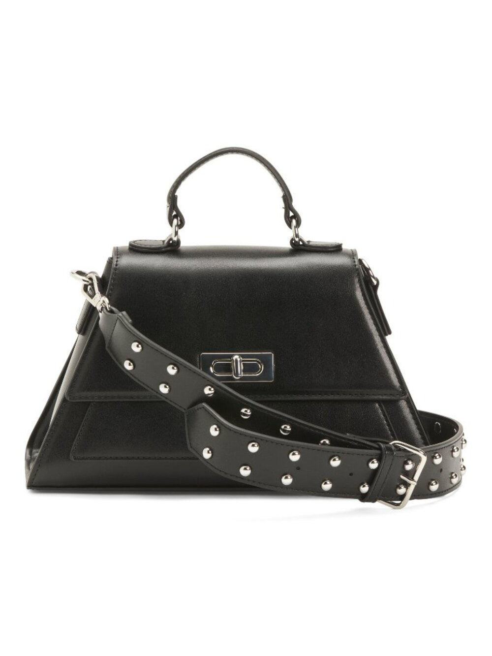 BCBGeneration Black Top-Handle Satchel with Studded Strap